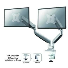 Newstar NM-D750DSILVER NeoMounts TV/ Monitor Full Motion Dual Desk Mount [2x 10-32,8kg, Gas-spring]"