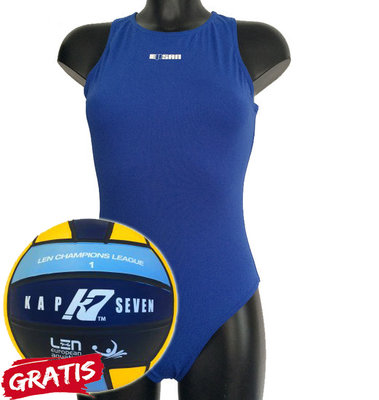 opruiming showmodel (size s) Waterpolo badpak FR36-D34-S Epsan blauw+gratis waterpolobal